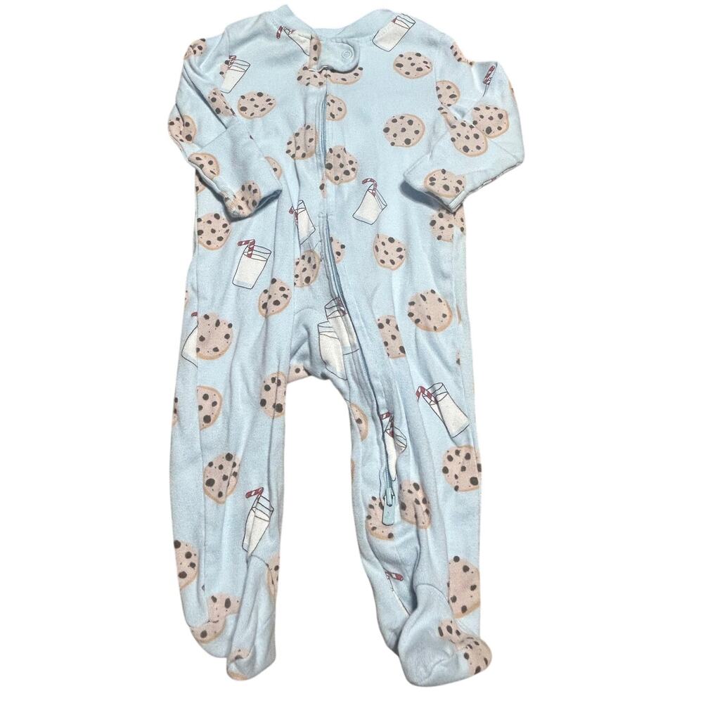 Small Story Cookies and milk footie pajamas size 0-3 months Organic cotton